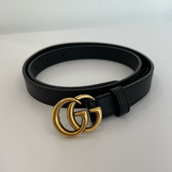 Gucci Black Leather Belt Double G Buckle - Picture 1 of 1